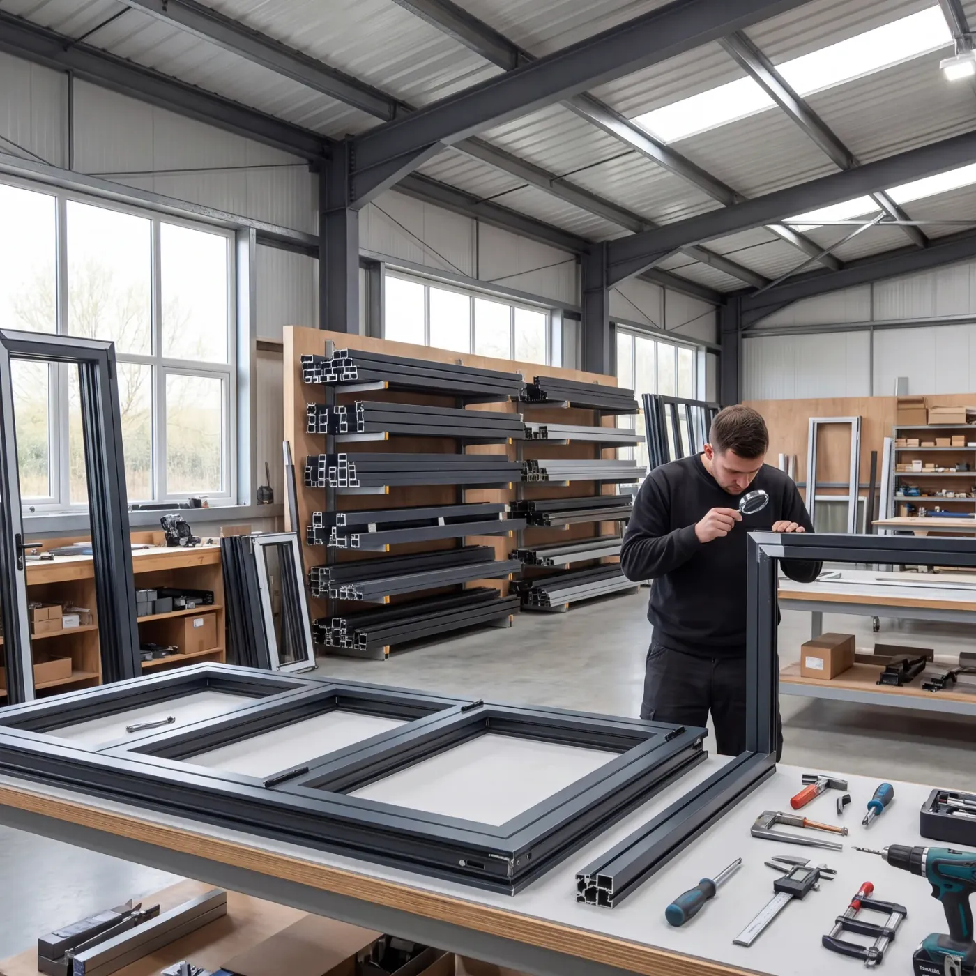UPVC and aluminium window fabrication workshop in Trafford Park, Manchester
