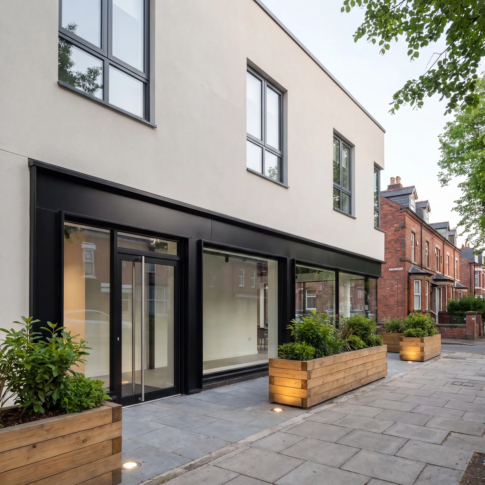 Modern aluminium shopfront for a retail unit in Didsbury
